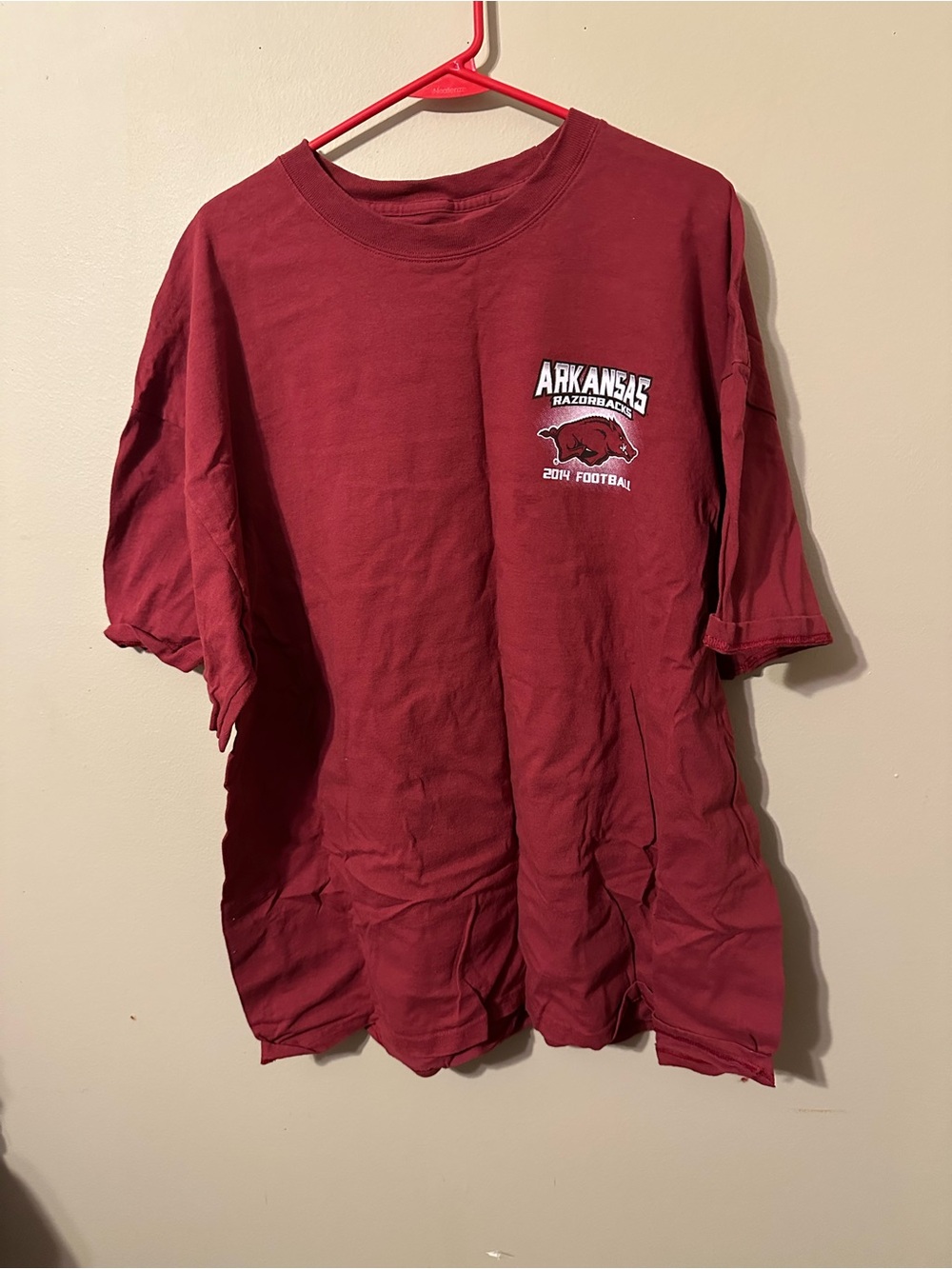 Arkansas Razorbacks Burgundy Graphic Tee, size 3XL, UA 17-LSU 0, 11/15/14